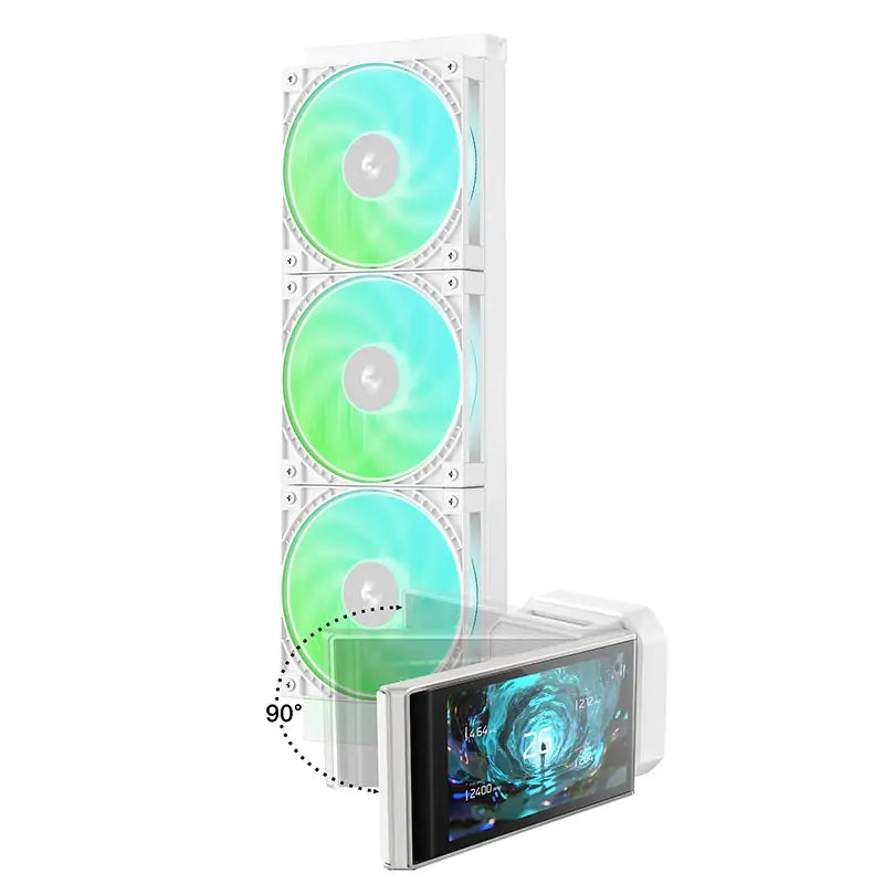 Deepcool LT360 Vision ARGB 360mm 4.5in LCD AIO Liquid CPU Cooler - White (R-LT360VISION-WHAMMC-G-1)