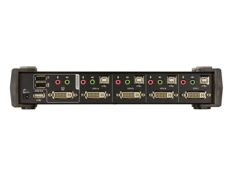 Aten Desktop KVMP Switch 4 Port Single Display DVI w/ audio, 4x Custom KVM Cables Included, 2x USB Port