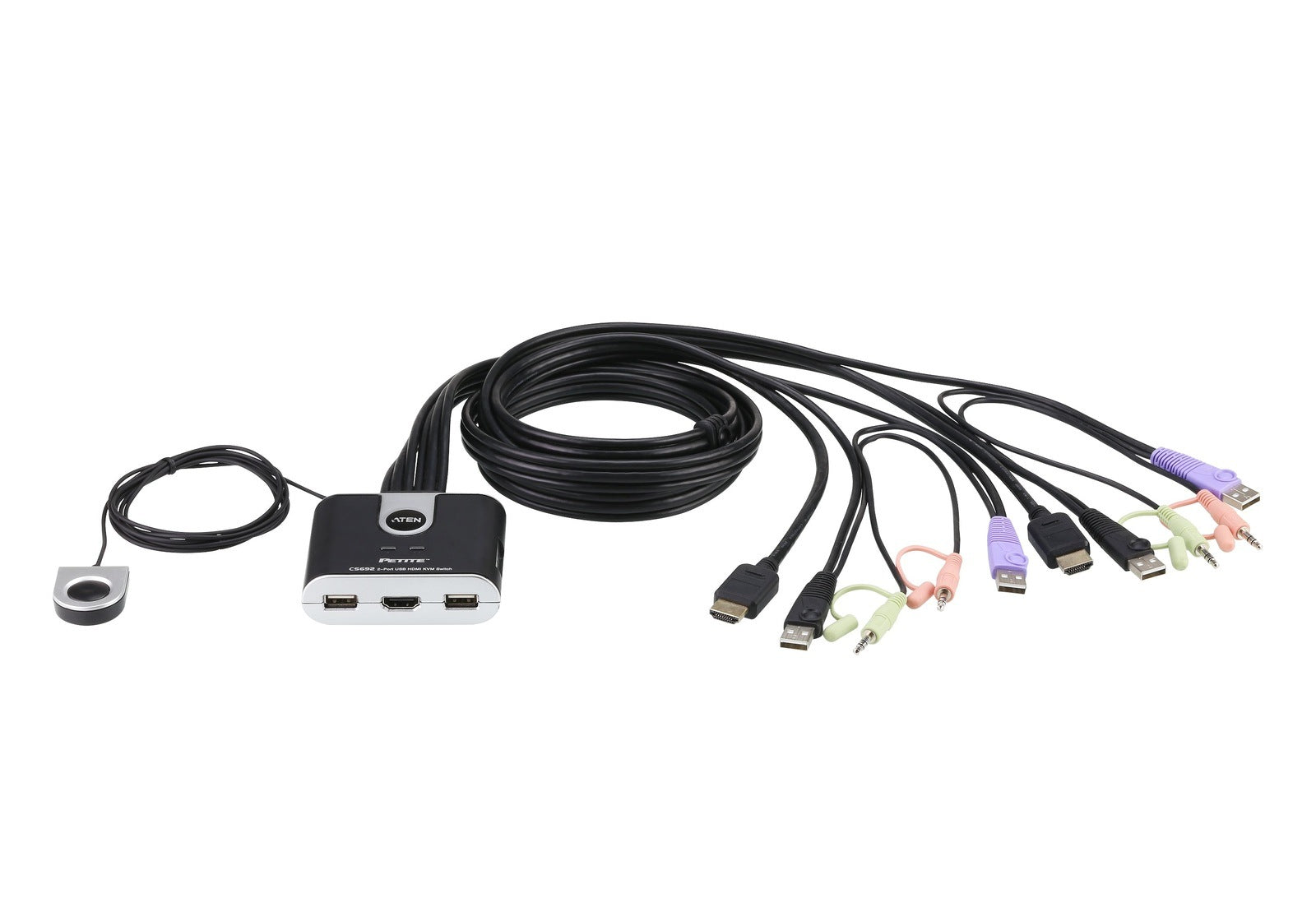 Aten Compact KVM Switch 2 Port Single Display HDMI w/ audio, 1.2m Cable