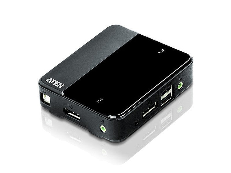 Aten Slim KVM Switch 2 Port Single Display DisplayPort w/ audio, Cables Included
