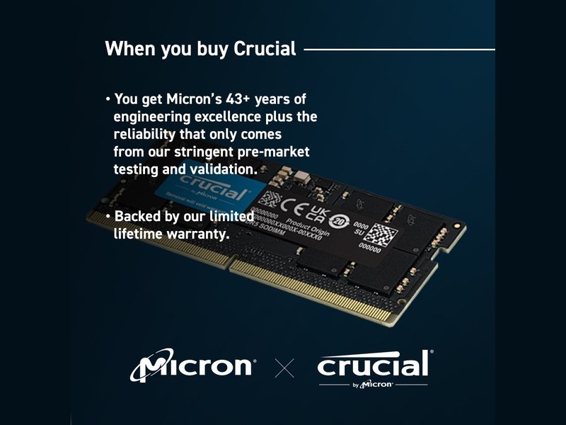Crucial 64GB 2x32GB DDR5 SODIMM 5600MHz CL46 Notebook Memory