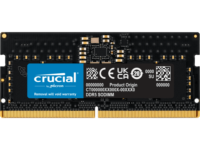 Crucial 8GB DDR5 SODIMM PC5-44800 5600MHz Unranked Notebook Memory