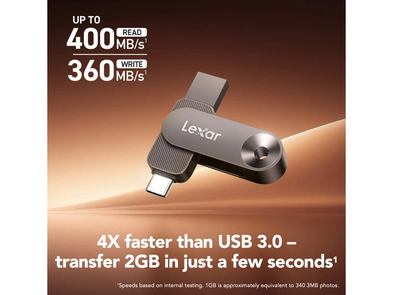 Lexar D500 128GB JumpDrive Solid State Dual Drive, USB 3.2 Gen 1 Type-C Dual Flash Drive - AFA Edition