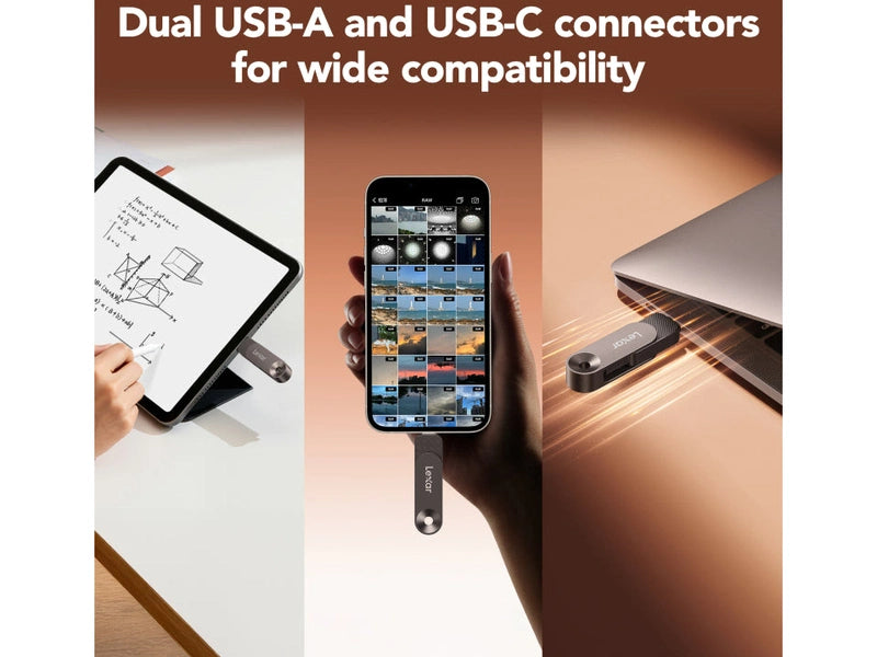 Lexar D500 128GB JumpDrive Solid State Dual Drive, USB 3.2 Gen 1 Type-C Dual Flash Drive - AFA Edition
