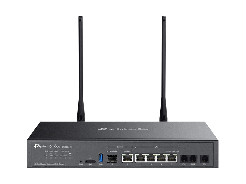 TP-Link DR3220v-4G Omada 4G+ Cat6 Gigabit Rackmount DSL Gateway