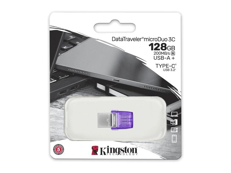 Kingston DataTraveler microDuo 3C DTDUO3CG3 128GB USB 3.2 Type C Flash Drive Purple