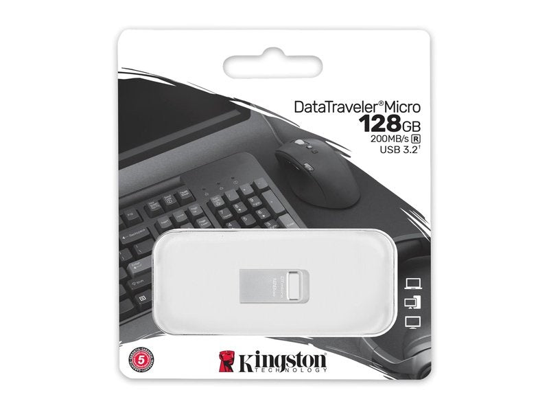 Kingston DataTraveler Micro DTMC3G2 128GB USB 3.2 Type A Flash Drive Silver