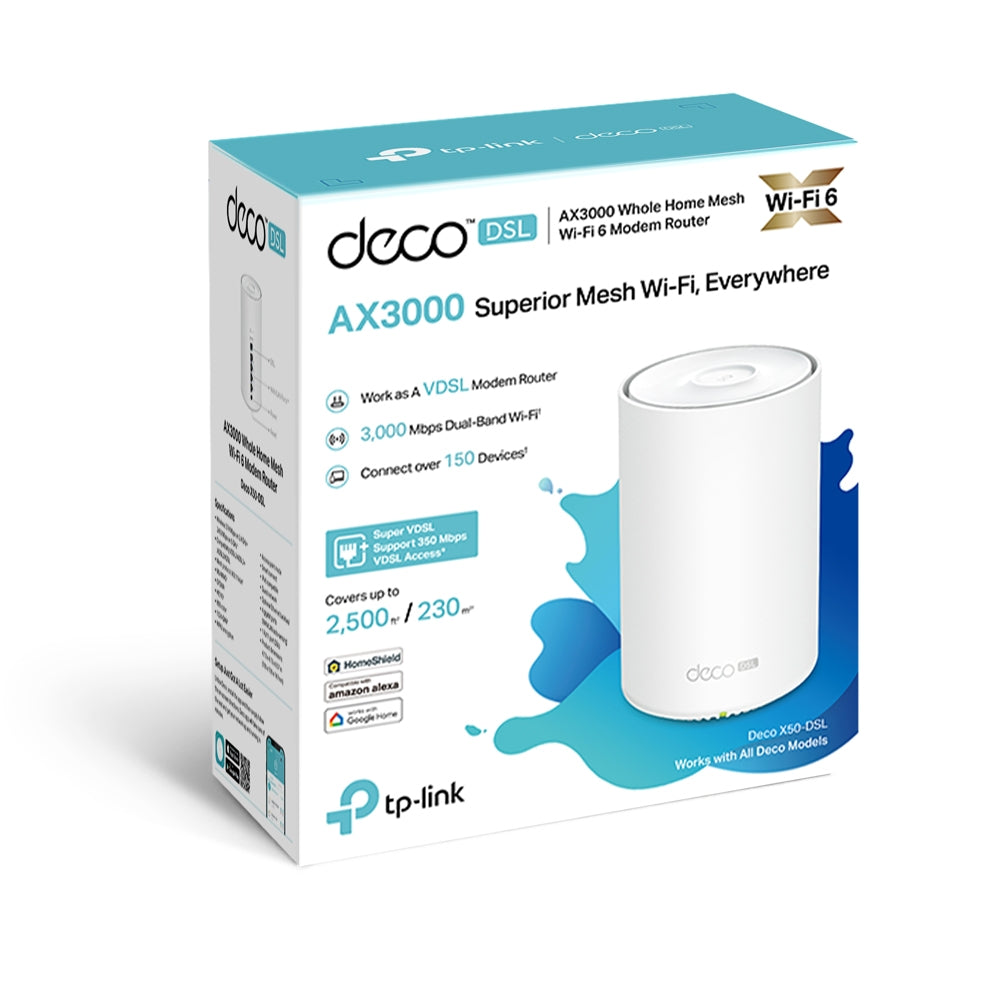TP-Link Deco X50 AX3000 VDSL Whole Home Mesh WiFi 6 Gateway 1-pack