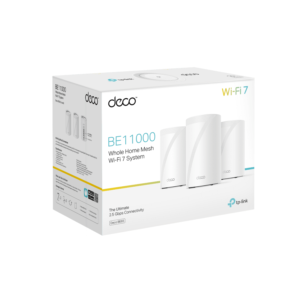 TP-Link Deco BE65 BE11000 Whole Home Mesh Wi-Fi 7 System 3-pack Deco BE65 3-pack