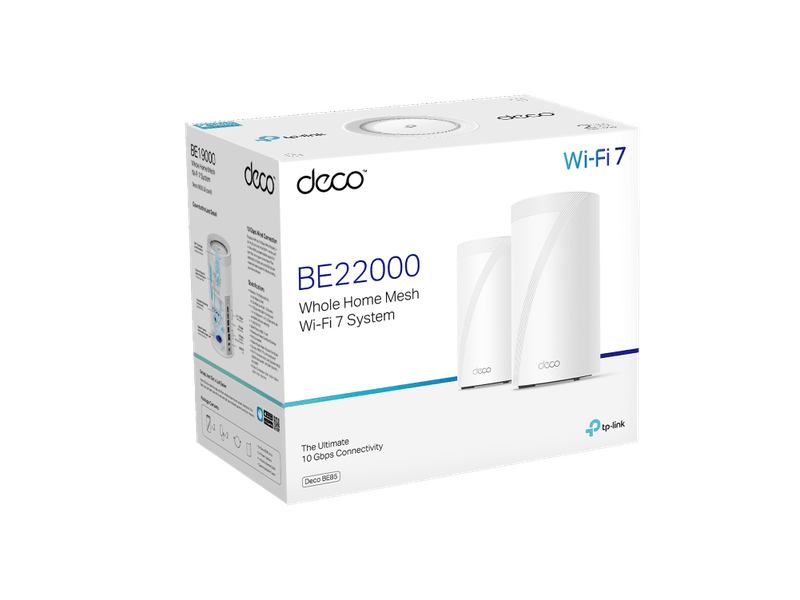 TP-Link Deco BE85 BE22000 Tri-Band Whole Home Mesh WiFi 7 System 2-pack