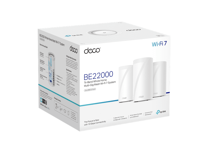 TP-Link Deco BE85 BE22000 Tri-Band Whole Home Mesh WiFi 7 System 3-pack