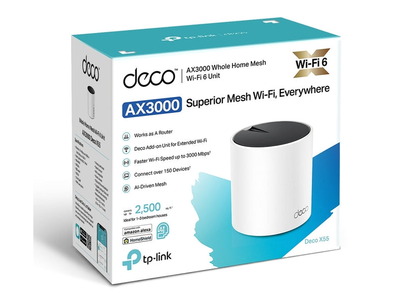 TP-Link Deco X55 AX3000 Whole Home Mesh WiFi 6 Gateway 1-pack