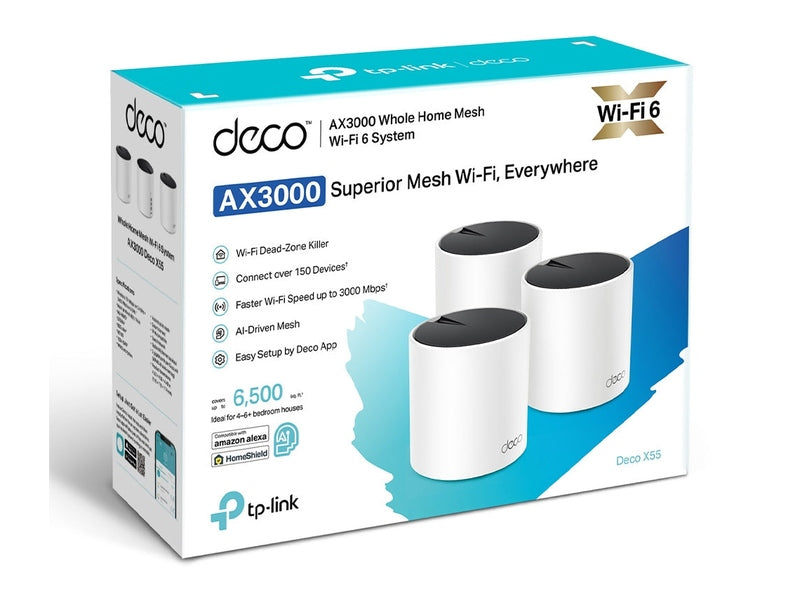 TP-Link Deco X55 AX3000 Whole Home Mesh WiFi 6 Gateway 3-pack