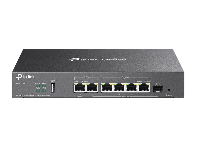 TP-Link ER707-M2 Omada Multi-GIG VPN Router 2.5G WAN 1 2.5G LAN/WAN 1 LAN/WAN 4 SFP 1