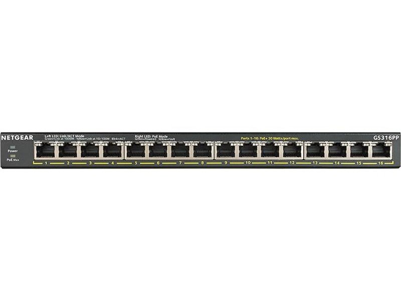 Netgear GS316PP SOHO 16-Port Gigabit Unmanaged Switch, PoE+
