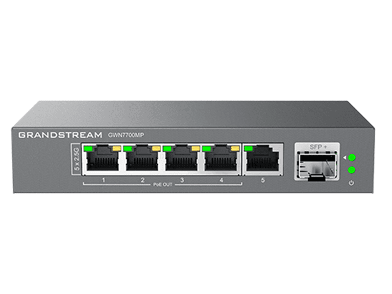 Grandstream UNMANAGED 2.5 MULTIGIGABIT SWITCH WITH 5 X 2.5 GIGE 1 X SFP+, POE GWN7700MP