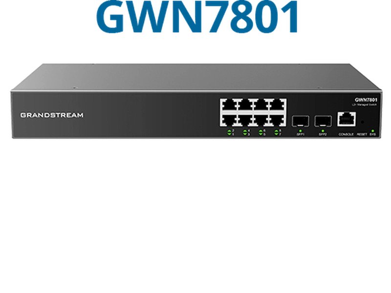 Grandstream GWN7801 Enterprise Layer 2 8-Port Gigabit Managed Network Switch 2 X SFP