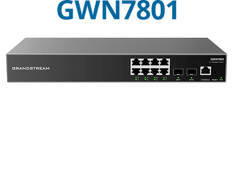 Grandstream GWN7801 Enterprise Layer 2 8-Port Gigabit Managed Network Switch 2 X SFP