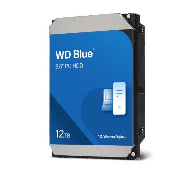 WD Blue PC Desktop Hard Drive - 12TB, 3.5", SATA, up to 260MB/s, 7200 RPM, CMR, 512MB, 2Y Warranty