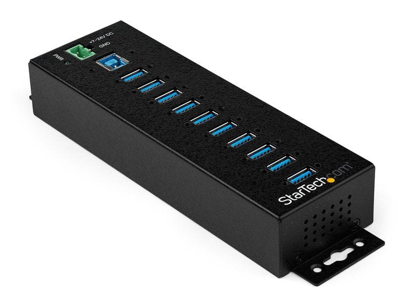StarTech 10 Port USB Hub w/ Power Adapter Metal Industrial USB 3.0 Data Hub