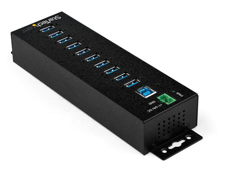 StarTech 10 Port USB Hub w/ Power Adapter Metal Industrial USB 3.0 Data Hub