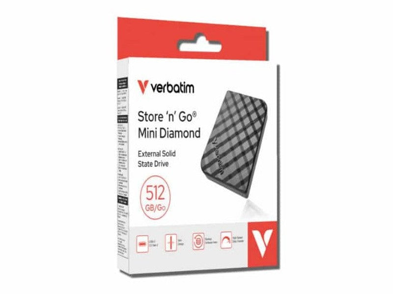 Verbatim 32026 512GB Store’n’Go Mini Diamond SSD USB-C Gen 2, 1000MB/s Read/Write