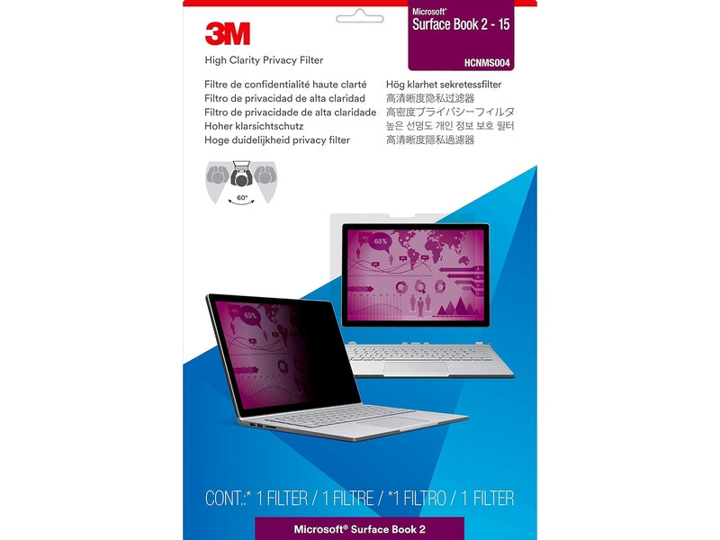 3M High Clarity Privacy Filter for Microsoft Surface Book 2 - 15" Laptop HCNMS004
