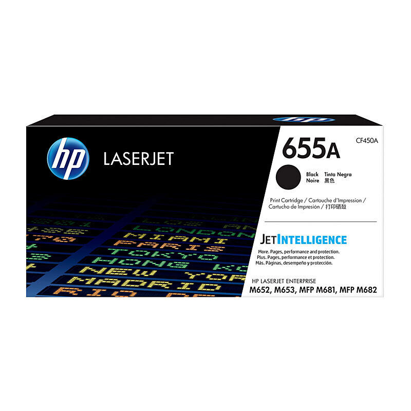 HP 655A Black Toner - Approx 12.5K Pages - M652, M653, M681, M682 Compatible (CF450A)