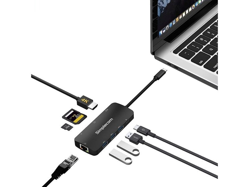 Simplecom USB-C SuperSpeed 8-in-1 Multiport Hub Adapter HDMI 2.0 Docking Station