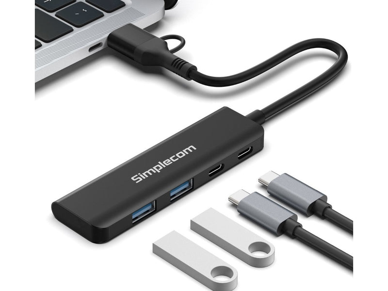 Simplecom CH385 SuperSpeed USB-A and USB-C 4-Port Combo Hub USB 3.2 Gen 1 2x USB-A and 2x USB-C Ports