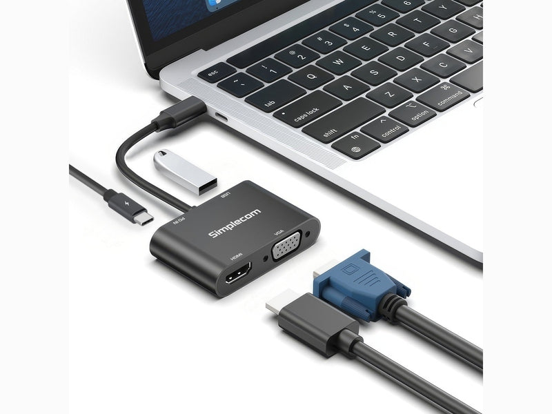Simplecom DA440 4-in-1 USB-C Multiport Adapter with Power Delivery USB 3.0 VGA HDMI