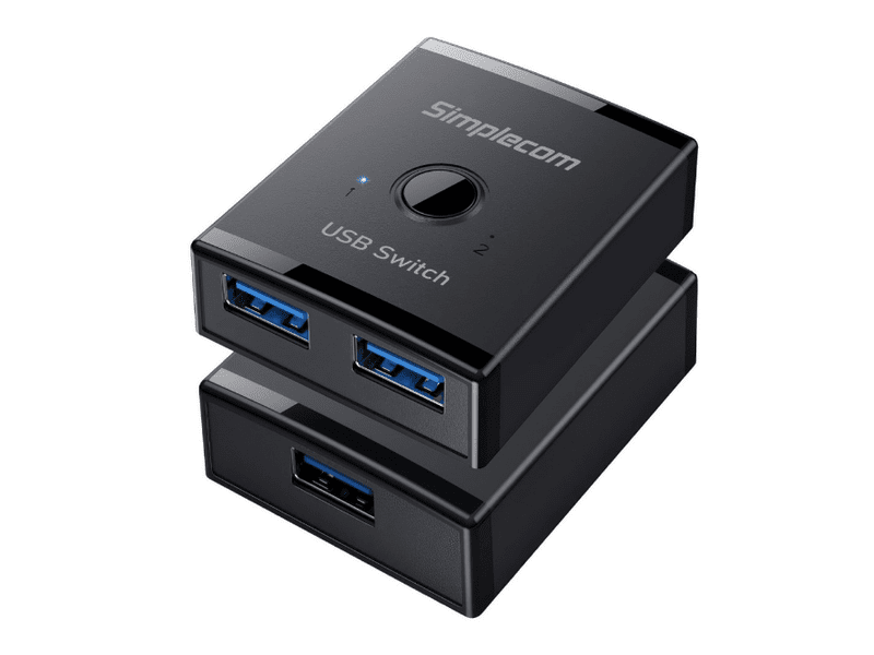Simplecom KM125 Bi-Directional 2-Way USB 3.0 Switch 1 In 2 Out 2 In 1 Out 5Gbps Ideal for sharing USB device between 2 computers