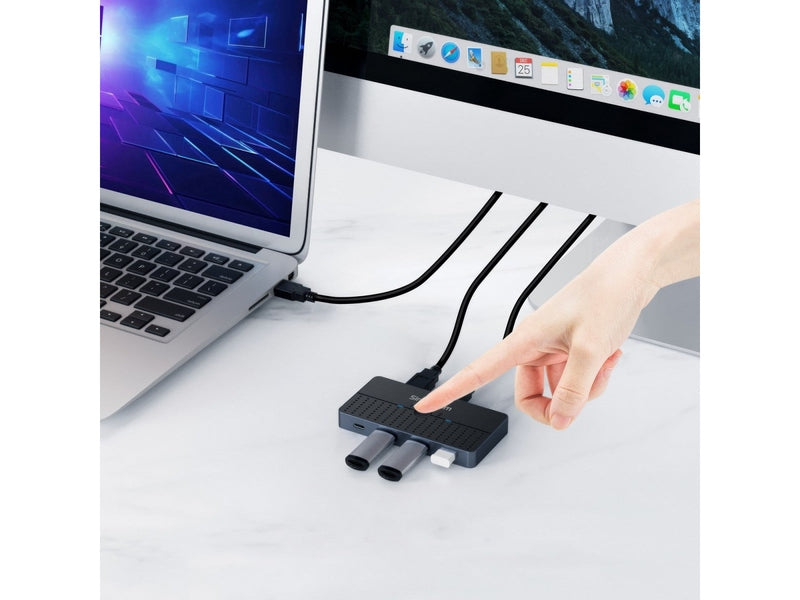 Simplecom KM320 2-Way SuperSpeed USB Switch 4-Port Hub with USB-C USB 3.0 5Gbps
