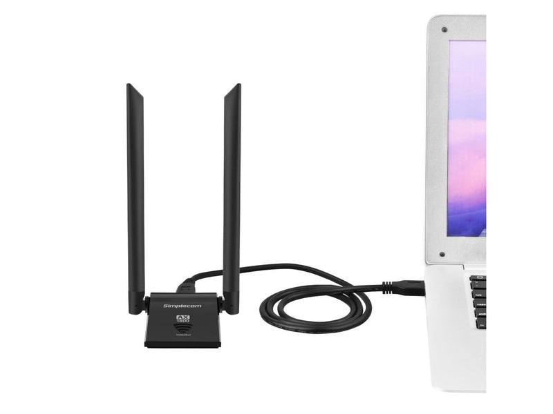 Simplecom NW628v2 AX1800 Dual Band WiFi 6 USB Adapter with 2x 5dBi High Gain Antennas