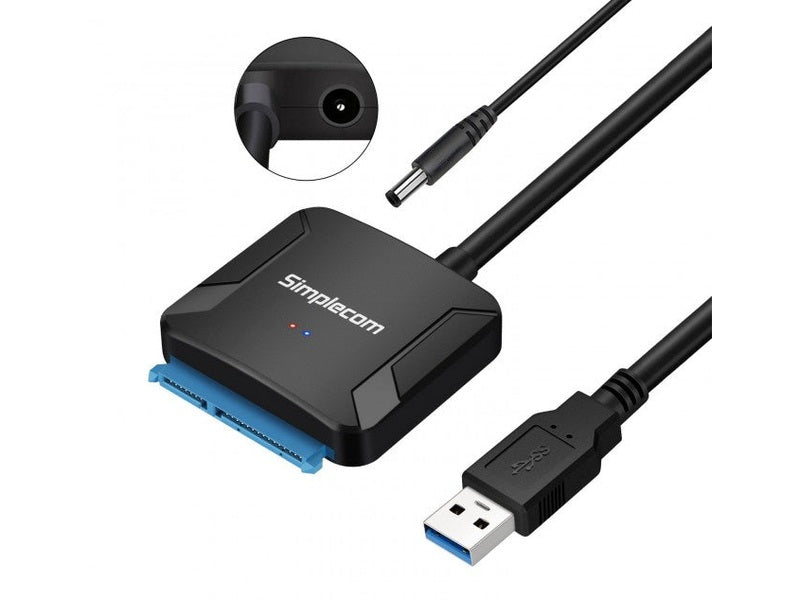 Simplecom SA236 USB 3.0 to SATA Adapter Cable Converter with Power Supply for 2.5" & 3.5" HDD SSD