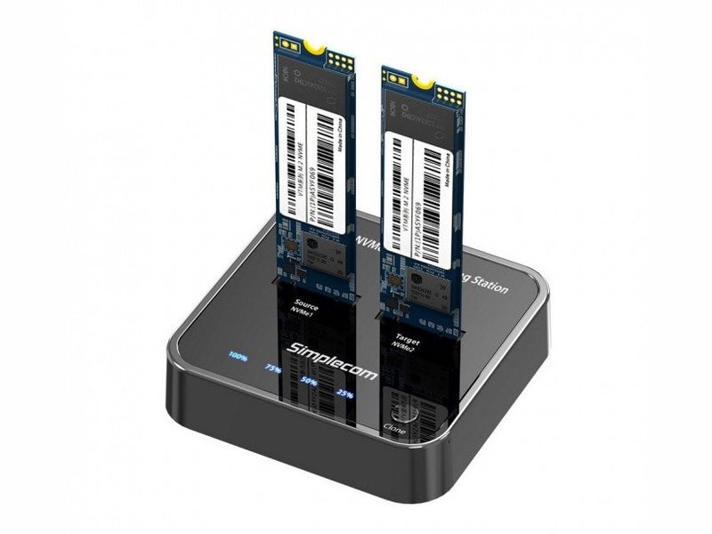 Simplecom USB 3.2 Gen2 to Dual Bay NVMe M.2 SSD Docking Station Duplicator Offline Clone