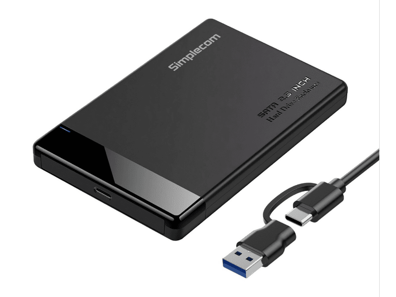 Simplecom SE109 Tool-free 2.5" SATA HDD SSD to USB-C Enclosure USB 3.2 Gen 1 Compatible with 7mm and 9.5mm laptop 2.5" SATA HDD/SSD