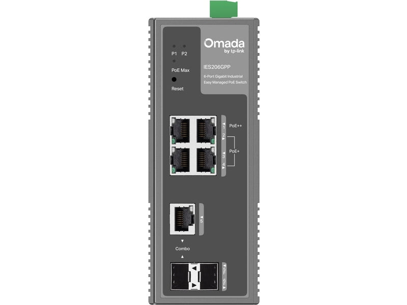 TP-Link IES206GPP Omada 6-Port Gigabit Industrial Easy Managed Switch with 3-Port PoE+ and 1-Port PoE++