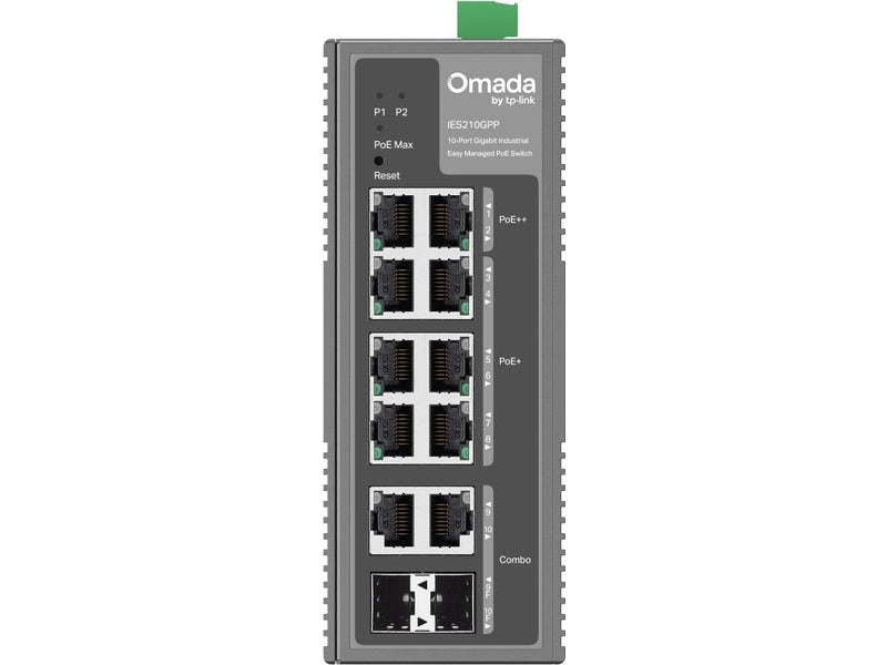 TP-Link IES210GPP Omada 10-Port Gigabit Industrial Easy Managed Switch with 6-Port PoE+ and 2-Port PoE++
