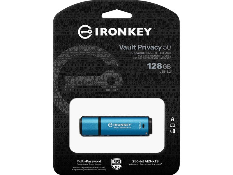 Kingston IronKey Vault 128GB Privacy 50 Encrypted USB Flash Drive