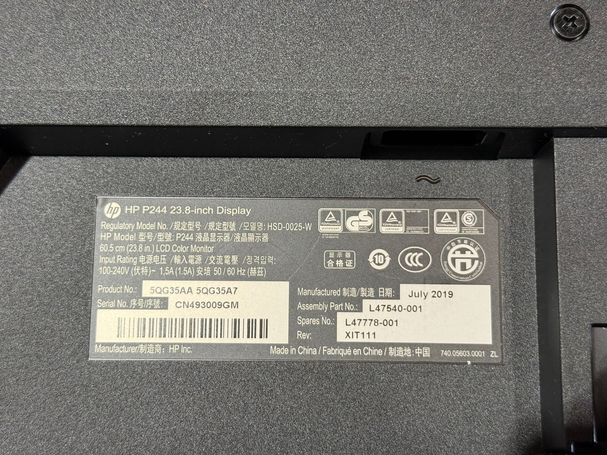 HP P244 23.8" FHD IPS LED Anti-Glare Business Monitor * used