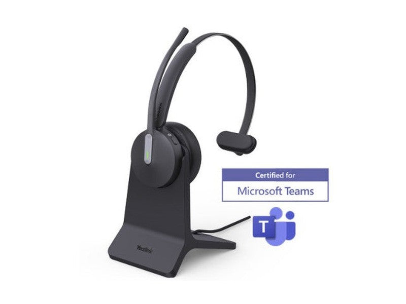 Yealink BH70 Bluetooth Wireless Mono Headset with Stand Teams USB-C/A, 3mic noise cancellation up to 35h Talk time BT51 C Dongle with Type A Adapter