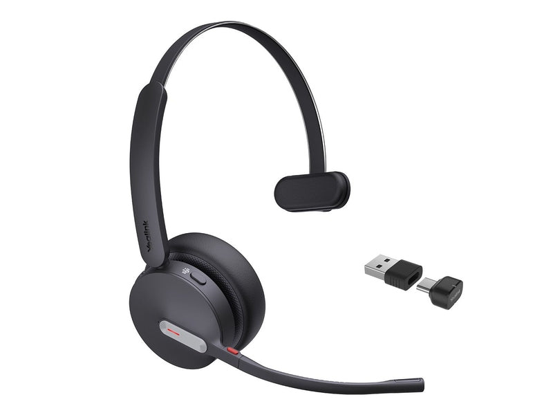 Yealink BH70 Bluetooth Wireless Mono Headset with Stand Teams USB-C/A, 3mic noise cancellation up to 35h Talk time BT51 C Dongle with Type A Adapter