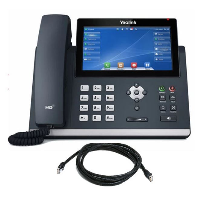 Yealink T48U 16 Line IP phone, 7" 800x480 pixel colour touch screen, Optima HD voice, Dual Gigabit Ports, 1 USB port for BT40/WF40/Recording, T48S