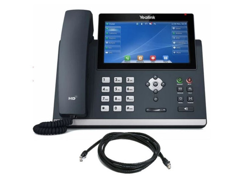 Yealink T48U 16 Line IP phone, 7" 800x480 pixel colour touch screen, Optima HD voice, Dual Gigabit Ports, 1 USB port for BT40/WF40/Recording, T48S