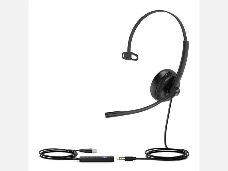 Yealink UH34SE Teams Certified Wideband Noise Cancelling Headset, USB and 3.5mm Jack, Controller with Teams Button, Mono, Ultra Lightweight Design
