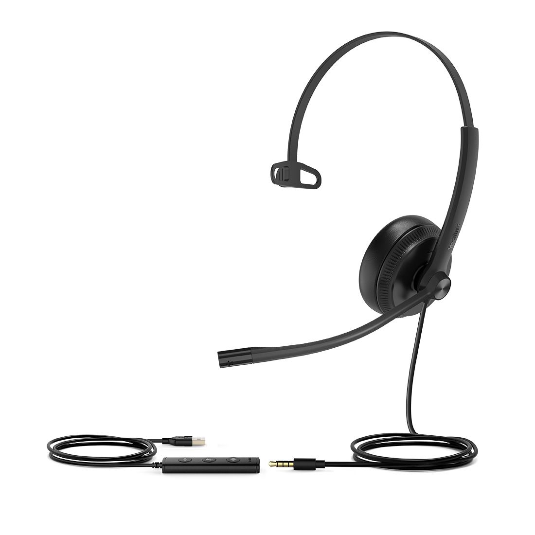Yealink (UH34-Special Edition) Mono UC USB Headset, USB-A 3.5mm, Audio Clarity, Noise Cancelling Microphone, Leather Ear Cushions, YHC20 Controller