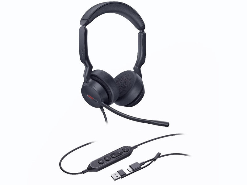 Yealink UH44 Dual UC USB-C/A Unified Communications USB Wired Headset Dual Noise-Canceling Microphones 35mmSpeaker Busylight Leather Ear Cushions