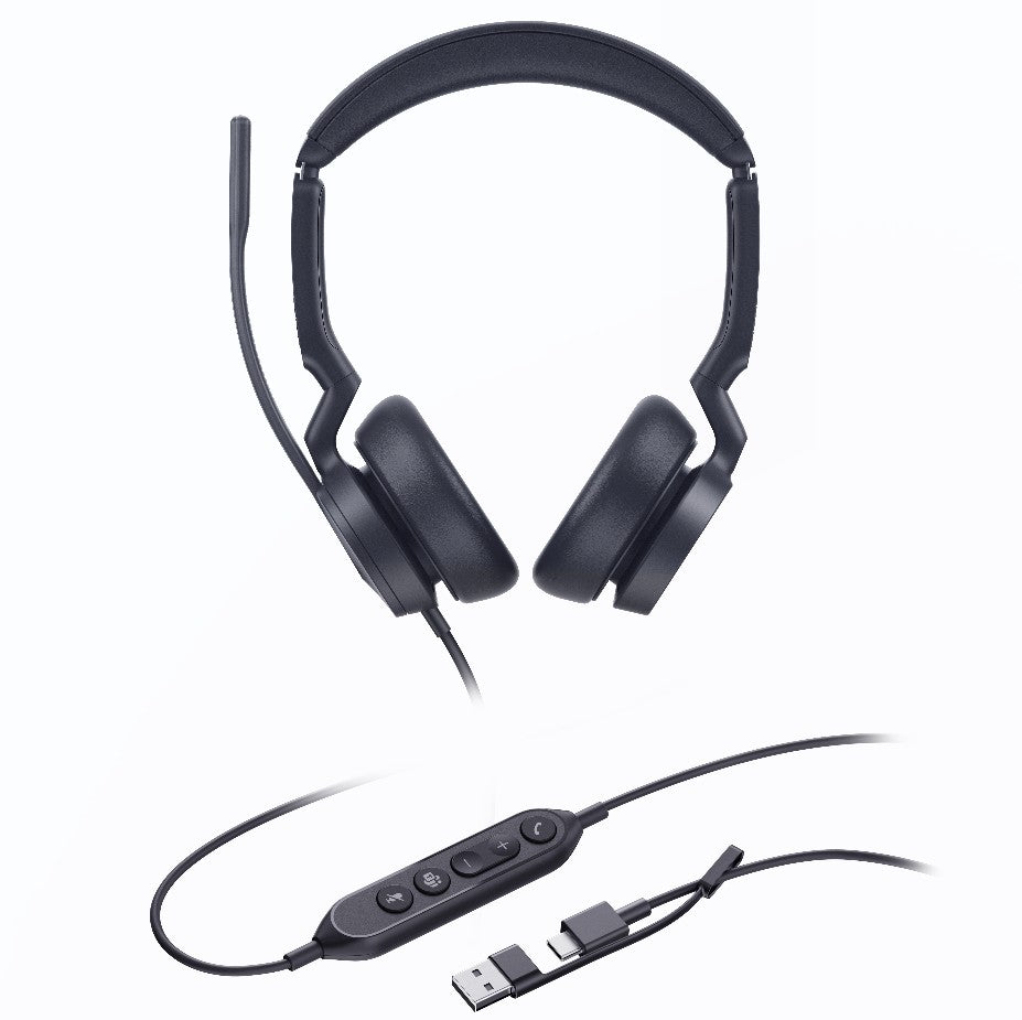 Yealink Wired UH46 MS Stereo Headset, Noise Cancelling Mic, USB-C Native, C to A Adapter