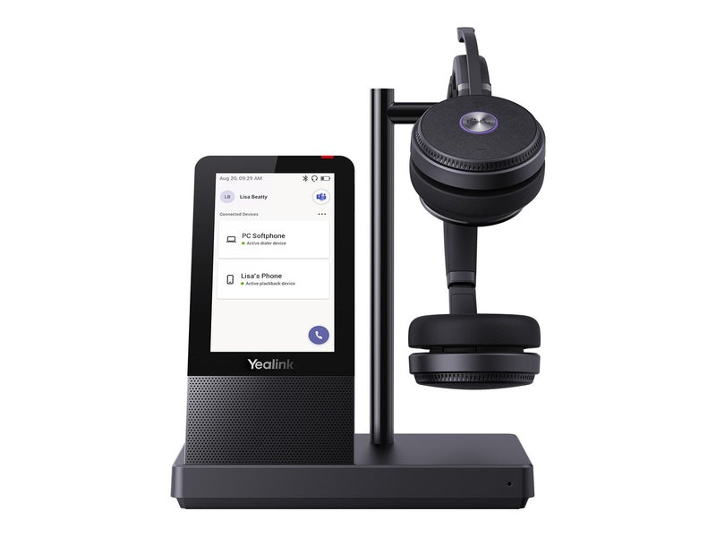 Yealink DECT Wireless WH66 UC Dual Headset, 4" Touch Screen Base, Speakerphone